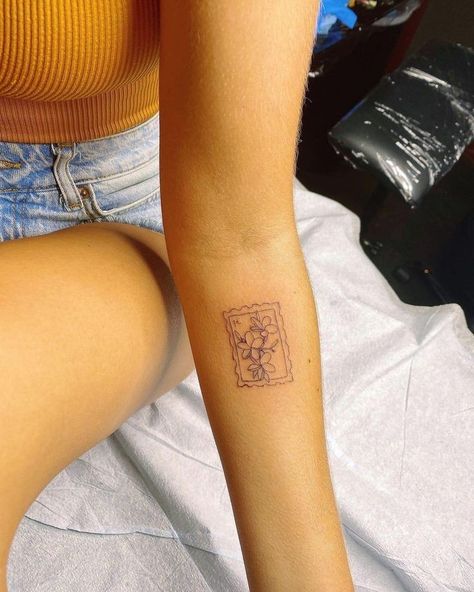 Orange Stamp Tattoo, Tattoo Above The Elbow, Instagram Tattoos, Stamp Tattoo, Aries Tattoo, Stylist Tattoos, Dainty Tattoos, Baby Tattoos, Little Tattoos