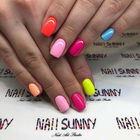 Dark Nail Colors, Multi Colored Nails, Purple And Pink Nails, Do It Yourself Nails, Multicolored Nails, Dark Nail, Fruit Nail Art, Colorful Nails, Summery Nails