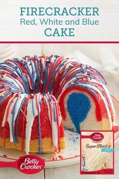 Blue Bundt Cake, Fourth Of July Cake, Red White And Blue Cake, 4th July Food, Fourth Of July Cakes, Patriotic Food, Patriotic Desserts, 4th Of July Cake, Blue Desserts