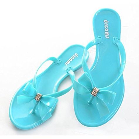 Dreams Younger Jelly Bow Thong Flat Sandal Flip Flop Women's New Accent Your Casual Outfit With This Dazzling Jelly Sandal! Featuring Glossy Jelly Upper, Sparkling Rhinestone Accent Bow, And Easy Slip On Construction. Heel Measures Approximately 0.5 Inches" Material: Pvc (Man-Made) Sole: Pvc Heel Height: 0.5" Flat (Approx) Green Jelly, Jeweled Sandals, Tory Burch Sandals, Cork Wedges Sandals, Studded Sandals, Peep Toe Sandals, Jelly Sandals, Blue Sandals, Vegan Shoes