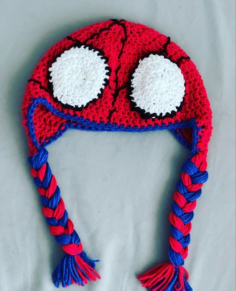 Mayday crochet beenie from Across the spiderverse🕷️🕷️ Mayday Hat Spiderman, Mayday Parker Crochet Hat, Mayday Hat Crochet, Spiderman Mayday Hat, Mayday Parker Beanie, Mayday Hat, Hobie And Mayday, Mayday Beanie, Hobie Spiderman