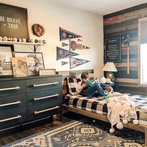 Baseball Room Ideas, Baseball Themed Bedroom, Baseball Theme Room, Sports Themed Bedroom, Weathered Wall, Hardwood Wall, Boy Sports Bedroom, Wall Boards, Baseball Bedroom