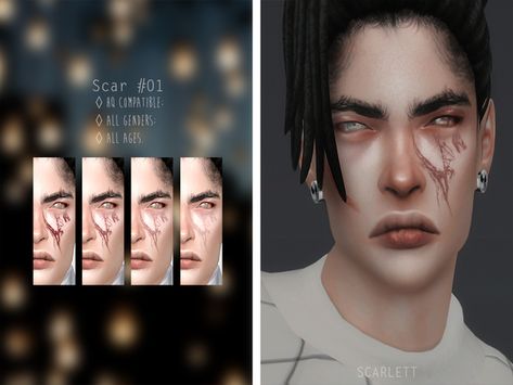 Male Neck Tattoo, Sims 4 Cc Male, Ts4 Makeup, Male Neck, Eye Scar, Sims 4 Tattoos, Sims 4 Cc Eyes, Cc Sims4, Scar Tattoo