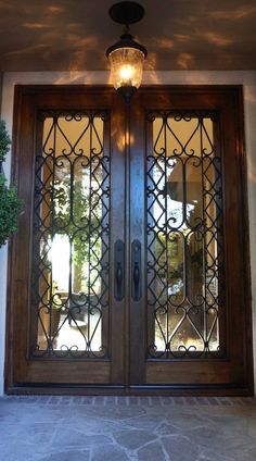 Iron French Doors Patio, Patio Step, Spanish Doors, House Patio, Spanish Hacienda, Iron Front Door, Iron Entry Doors, Spanish Decor, Spanish Style Home