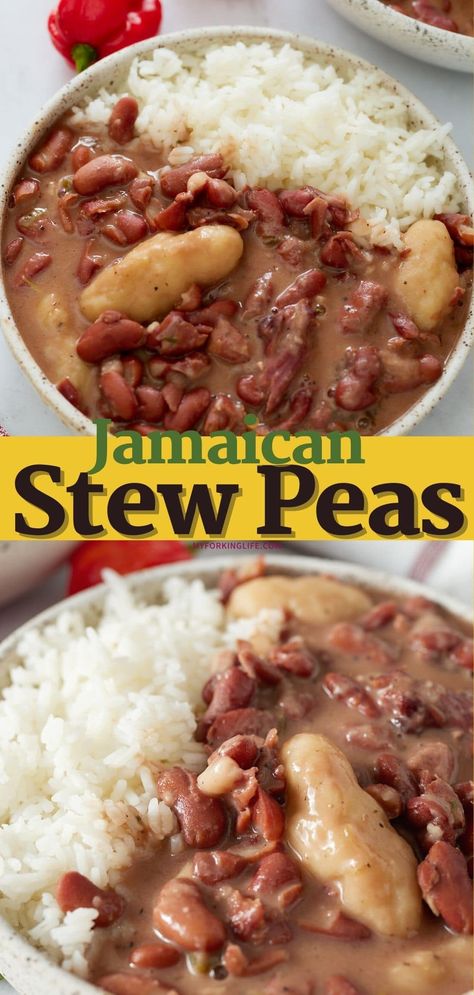 Stewed Red Beans, Stewed Peas Jamaican, Rice And Peas Jamaican Easy Coconut Milk, Jamaican Instant Pot Recipes, Pure Food Recipes, Jamaican Stew Peas With Beef, Pea Stew Recipe, Traditional Jamaican Dishes, Dinner Recipes International