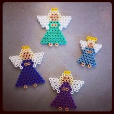 Angel Perler Bead Patterns, Hama Beads Christmas, Melt Beads, Christmas Perler Beads, Angel Pattern, Melty Bead Patterns, Pearl Beads Pattern, Beaded Angels, Beads Patterns