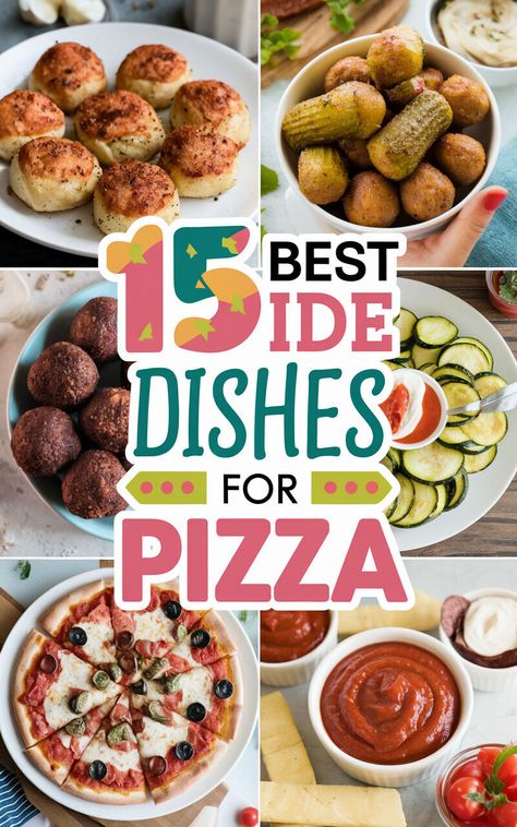 🍕🍴 Discover the ultimate side dishes to elevate your pizza night! #PizzaParty #YummyEats Sides To Serve With Pizza, Pizza Sides Dishes Parties, What To Serve With Pizza At A Party, Sides For Pizza Party, Appetizers For Pizza Party, Sides With Pizza, Pizza Party Side Dishes, Sides For Pizza, Side Dishes For Pizza