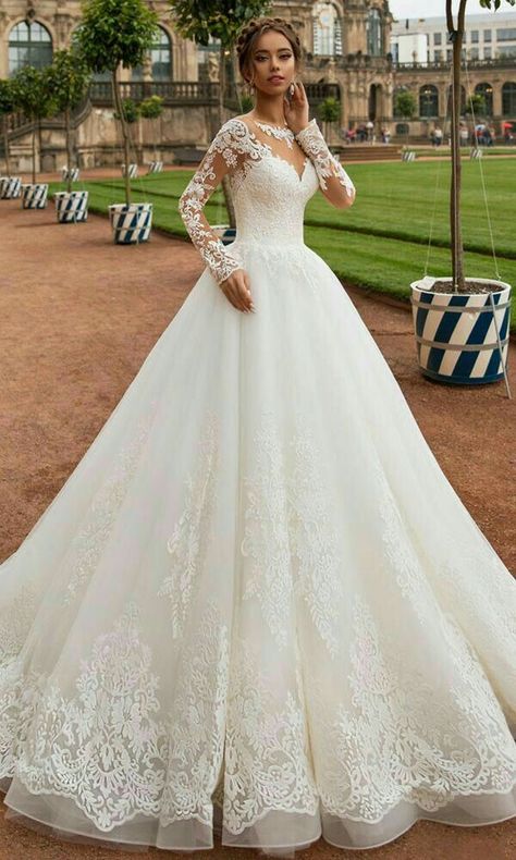 Wedding Dress With Lace, Pinterest Wedding, Aline Wedding Dress, Pnina Tornai, White Wedding Dress, Stunning Wedding Dresses, A Line Wedding Dress, Jewel Neckline, Modest Wedding Dresses