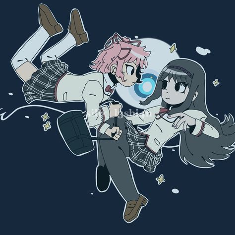 I drew madoka and homura with scottpilgrim art Madoka Magica Sayaka X Kyoko, Madoka Magica Scenes, Madoka And Sukuna, Madoka X Homura Fanart, Homura Widget, Scott Pilgrim Art, Homura X Madoka, Homura And Madoka, Madoka X Homura