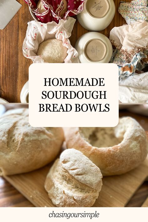 Easy Homemade Sourdough Bread Bowl Recipe - Chasing Our Simple Sourdough Bread Bowl Recipe, Sourdough Bread Bowls, Sourdough Discard Bread, Bread Bowl Recipe, Bread Lame, Homemade Sourdough Bread, Homemade Sourdough, Bread Bowl, Sour Dough