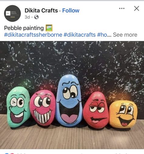 Funny Faces Painted On Rocks, Pebble Painting, Crafts To Do, Painted Rocks, Quick Saves