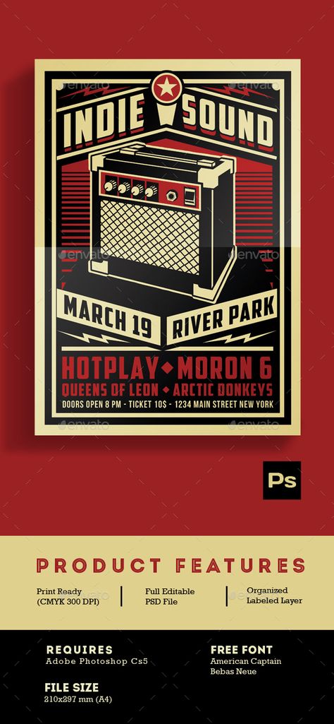 Download Free Graphicriver Indie Sound Flyer Poster #ampli #amplifier #band #concert #events #festival #flyer #gig #grunge #grungenight #indie #indieflyer #indiepop #indierock #music #musicband #obey #parties #poster #retro #rock #show #template #vector #vintage Music Festival Logo, Music Quote Tattoos, Music Festival Logos, Trendy Music, Festival Logo, Music Festival Poster, Music Painting, Festival Poster, Musical Band