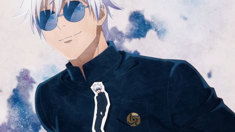 NA Jjk Opening, Gojo Suguru, Live Backgrounds, Anime Makeup, Anime Smile, Blue Banner, Banner Gif, Digital Wallpaper, Live Wallpapers