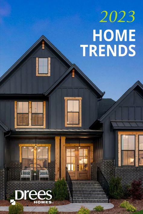 2023 hottest home design trends Dark Exterior House Colors, Dark Exterior House, Mountain Home Exterior, Best Modern House Design, Exterior House Color, House Design Exterior, Hgtv Dream Home, Modern Rustic Homes, Ranch Style Homes