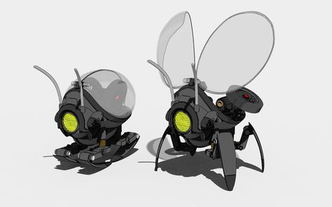 ArtStation - old work Overgrown Robot, Insect Mecha, Drone Concept Art, Scifi Drone, Robot Bug, Iron Monger, Flying Bugs, Fantasy Story Ideas, Mech Design