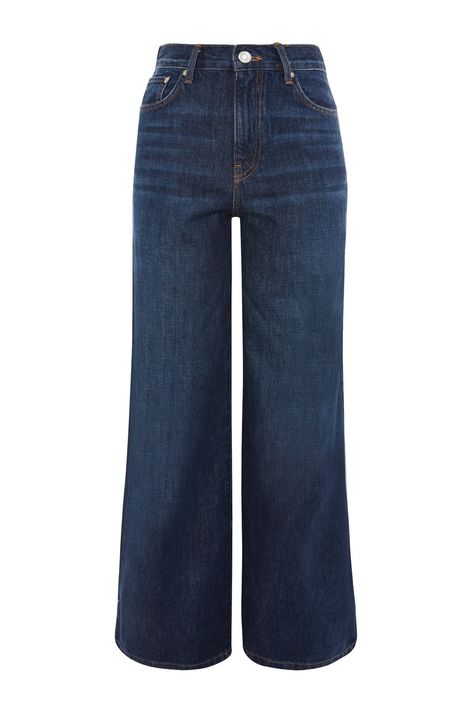 Blue Wide Leg Jeans Outfit, Fashion Trousers Women, Fancy Sneakers, Blue Wide Leg Jeans, Wide Leg Jeans Outfit, Dark Blue Pants, Never Go Back, Shirt Tucked In, Dark Denim Jeans