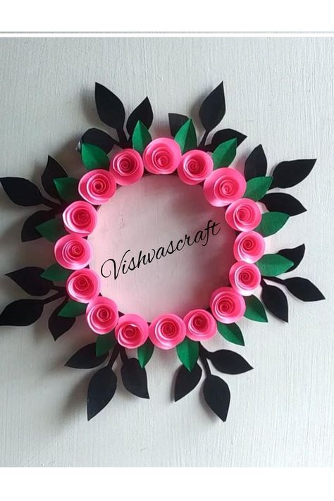 Colour paper craft Art And Craft With Colour Paper, Craft Ideas With Colour Papers, Colour Paper Crafts Wall Art, Colour Paper Craft, Diy Wall Hanging Paper, Cardboard Wall Decor, Paper Wall Art Diy, Quilling Photo Frames, Mehendi Decoration