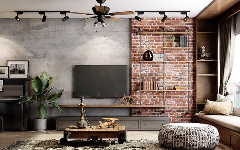 Industrial Interior Design Living Room, Industrial Style Interior Design, Ideas Decoracion Salon, Industrial Concept, Industrial Chic Interior, Modern Industrial Living Room, Industrial Decor Living Room, Industrial Living Room Design, Industrial Style Living Room