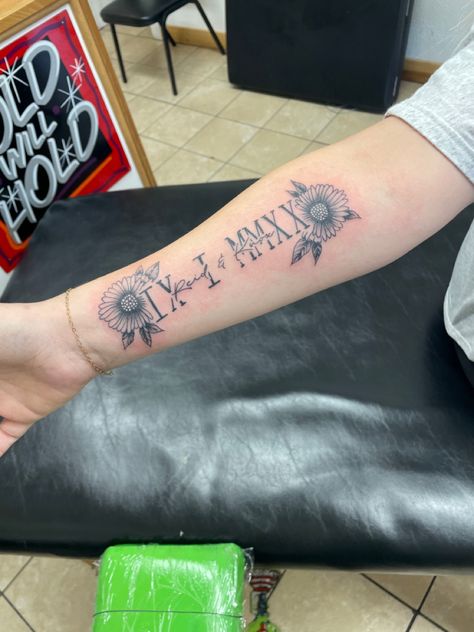 Twin mom tattoo Tattoo Ideas For Twins Mom, Tattoo For Twins Mom, Mom Of Twins Tattoo Ideas, Twin Mom Tattoo, Roman Numeral Tattoo With Flowers, Mom Tattoo Ideas, Last Name Tattoos, Tattoos Mom, Twin Tattoos