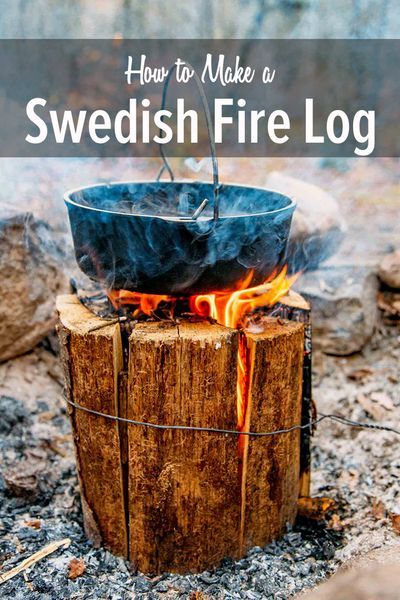 Make a stove out of a single log! Learn to make a Swedish Torch with or without a chainsaw. Perfect for camping or backyard bonfires! Swedish Torch, Swedish Fire Log, Fire Log, Fire Torch, Swedish Army, Solo Camping, Camping Cooking, Fall Camping, Camping Places