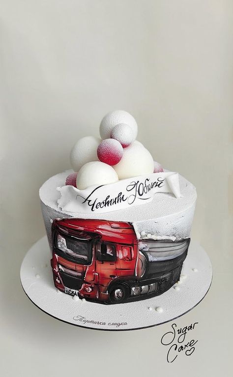 White Chocolate Ganache Cake, Mechanics Birthday Cake, Mechanics Birthday, Chocolate Ganache Cake, Truck Cake, Ganache Cake, Transport Truck, Truck Cakes, Giant Cupcake