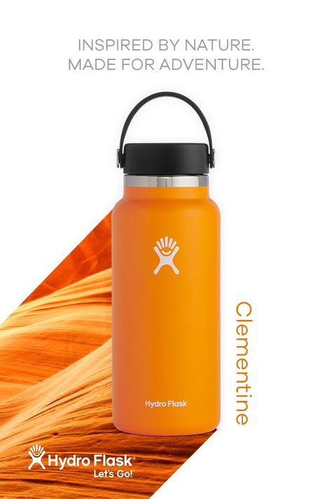 Hello, Clementine 🧡 New colors inspired by nature are now available in fresh new water bottles and tumblers. Hydro Flask Colors, Hand Painted Bags Handbags, Creative Sunglasses, Hydro Flask Bottle, Tumbler Posts, Food Photoshoot, Branding Design Packaging, Painted Bags, Hydro Flask