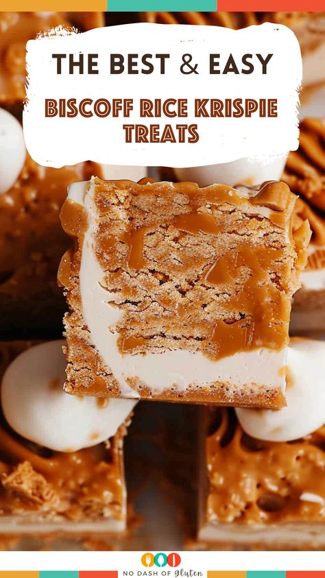 Savor the unique blend of Biscoff Rice Krispie Treats! A delightful mix of crunchy Rice Krispies, creamy Biscoff spread, and gooey marshmallows makes this no-bake dessert a crowd-pleaser. Quick to prepare and perfect for any occasion, these treats add a twist to the classic with their irresistible Biscoff flavor. Whether you're looking for a simple snack or a party dessert, these bars are sure to impress. Don't miss out—pin this recipe now for an easy, delicious treat that everyone will adore! Rice Krispie Treats With Marshmallow Fluff, Biscoff Rice Krispie Treats, Rice Krispie Treats Extra Marshmallow, Rice Crispy Treats With Marshmello Fluff, S’mores Rice Krispies, Crunchy Rice, Gluten Free Holiday Recipes, Biscoff Spread, Krispie Treats Recipe