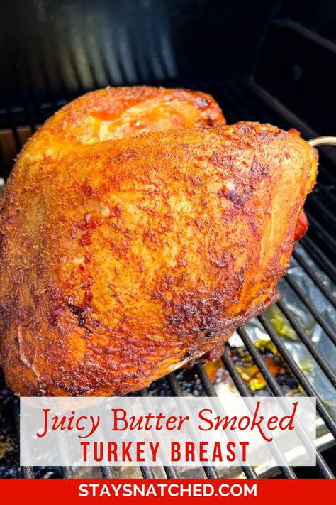 turkey breast in a smoker Smoked Turkey Roast, Stay Snatched Recipes, Best Smoked Turkey Breast, Pellet Smoker Turkey Breast, Smoked Turkey Breast Bone In, Smoked Turkey Breast Roast, Traeger Smoked Turkey Breast, Smoked Turkey Injection Recipes, Smoked Turkey Breast On Pellet Grill