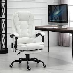 Massage Office, Massage Office Chair, Reclining Office Chair, Executive Home Office, White Office Chair, Chair With Footrest, Big Chair, White Office, Executive Office Chairs