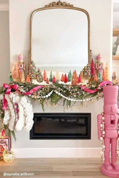 Deco Pastel, Anthropologie Christmas, Christmas Mantle Decor, Preppy Christmas, Merry Bright Christmas, Pink Christmas Decorations, Christmas Mantel Decorations, Christmas Decor Inspiration, Christmas Mantel