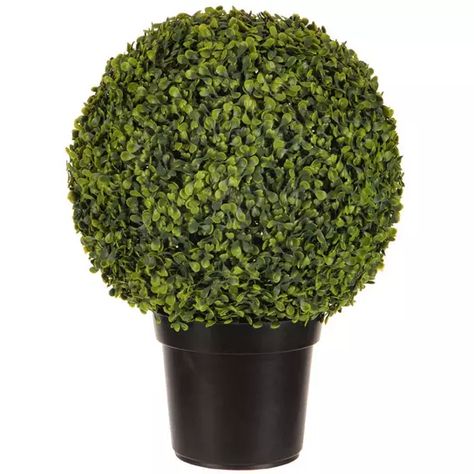 Boxwood Round Topiary | Hobby Lobby | 1234889 Potted Boxwoods Front Door, Faux Outdoor Plants Front Doors, Faux Plants For Front Porch, Bushes In Front Of House, Boxwood Planters, Small Porch Decor, Faux Outdoor Plants, Preserved Boxwood Topiary, Spiral Topiary