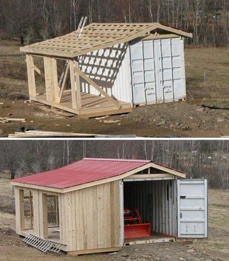 Container Shed, Shipping Container Sheds, Mobile Home Exteriors, Shipping Container Cabin, Container Cabin, Shipping Container House Plans, Tiny House Community, Container Buildings, Building A Container Home