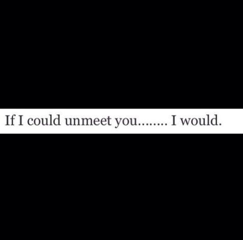 If I could un meet you.... I Regret Meeting You Quotes, Meeting You Quotes, Nice Meeting You, Quotes And Notes, Real Quotes, Nice To Meet, Be Yourself Quotes, To Meet, Meet You