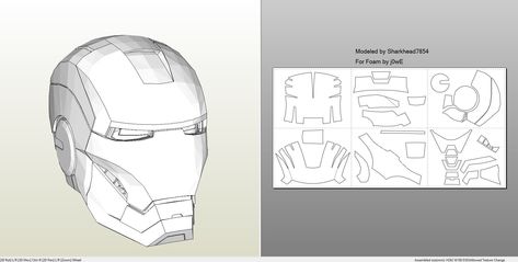 Iron Man Mask Papercraft Mark 45 Friday Helmet Pepakura File Diy Sukhragchaa Pepakura Helmet, Helmet Template, Iron Man Mask, Ironman Costume, Iron Man Helmet, Iron Man Movie, Halo Armor, Cardboard Toys, Iron Man Suit