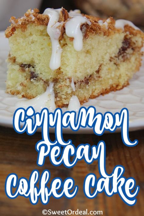 Coffee Cake With Pecans, Pecan Pie Coffee Cake, Cinnamon Pecan Coffee Cake, Coffee Cake Pound Cake, Pecan Coffee Cake Recipes, Sara Lee Pecan Coffee Cake Recipe, Coffee Cake With Cake Mix Boxes, Quick Coffee Cake Recipes, Cinnamon Deserts