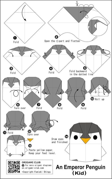 Paper Origami Diy, Origami Penguin, Creative Origami, Origami Diagrams, Cute Origami, Origami And Kirigami, Origami Patterns, Folding Origami, Paper Toys Template