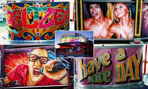 Fairground Art, Shiny Happy People, Carnival Art, Emotional Rollercoaster, Spray Paint Art, Modern Color Palette, Face Reference, Park Art, Happy People