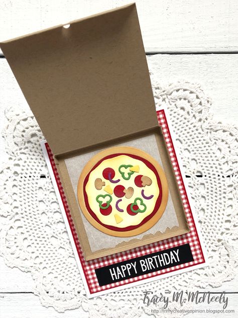 In My Creative Opinion: Interactive Pizza Box Card Pizza Birthday Card Diy, Pizza Card, Father's Day Cards Handmade, National Pizza Day, Handmade Pizza, Interactive Card, Pizza Day, Pizza Boxes, Pizza Box