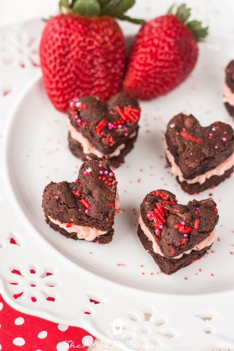 Valentine Dessert, Strawberry Cake Mix Cookies, Valentines Recipes Desserts, Cutout Cookies, Homemade Recipes Dessert, Strawberry Cake Mix, Dark Chocolate Cookies, Chocolate Cookie Dough, Strawberry Buttercream