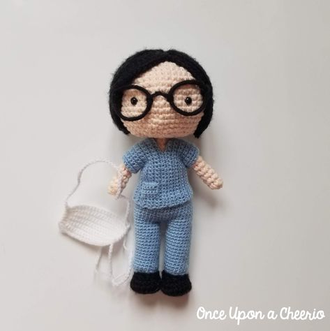 Healthcare Hero Amigurumi Crochet Pattern - Once Upon a Cheerio Doll Free Crochet Pattern, Hero Nurse, Crochet Doll Tutorial, Handmade Soft Toys, Mask Shapes, Doll Tutorial, Amigurumi Free, Amigurumi Free Pattern, Yarn Needle