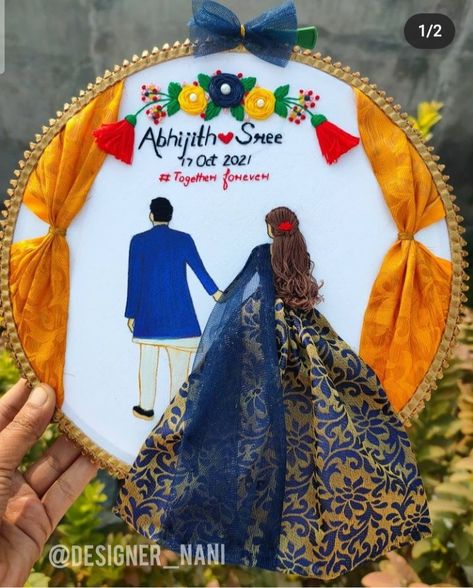 Nikah Pen, Hoops Embroidery, Wedding Embroidery Hoop, Wedding Calendar, Open Hair, Embroidery Hoop Art Diy, Wedding Hoop, Simple Hand Embroidery Patterns, Embroidery Wall Art