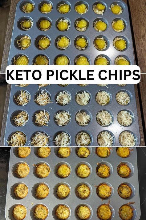 Keto Pickle Chips are the perfect finger food when you’re looking to cut your carbs. Tart dill pickles and tangy cheese make the most delicious low carb snacks in minutes! #keto #pickles #lowcarb #locarb Pickle Chips With Cheese, Cheesy Pickle Chips, Keto Pickle Chips, Cheese Pickle Chips, Keto Pickles, Work Snacks, Lunch Foods, Butterbeer Recipe, Viral Recipes