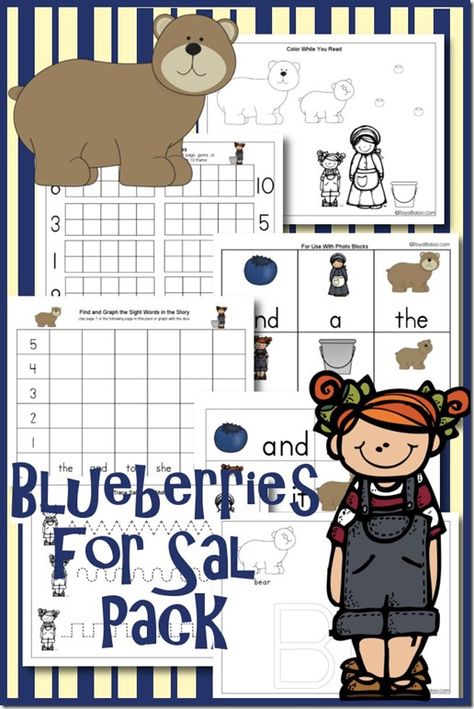 Free Homeschool Printables: Blueberries for Sal Worksheets Set Book Themed Activities, Blueberries For Sal, Free Homeschool Printables, Literature Activities, Homeschool Printables, Free Homeschool, Tot School, Preschool Books, Preschool At Home