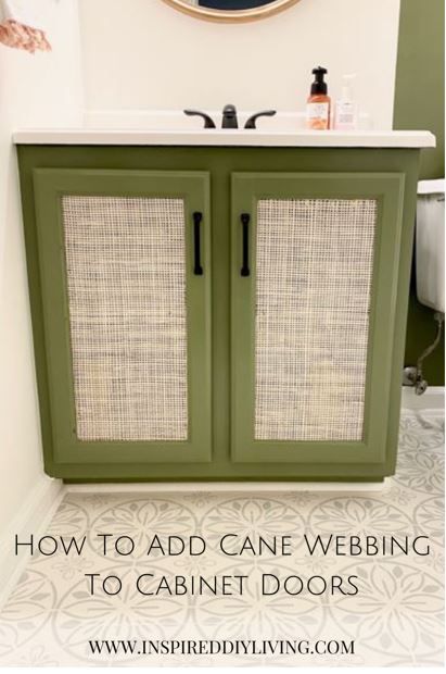 Cane Webbing Kitchen Cabinet, Faux Cane Webbing Diy, Rattan Kitchen Cabinets Diy, Adding Rattan To Cabinet Doors, How To Update Glass Cabinet Doors, Cabinets With Cane Webbing, Burlap Cabinet Doors Diy, Came Webbing Cabinet, Caned Kitchen Cabinets