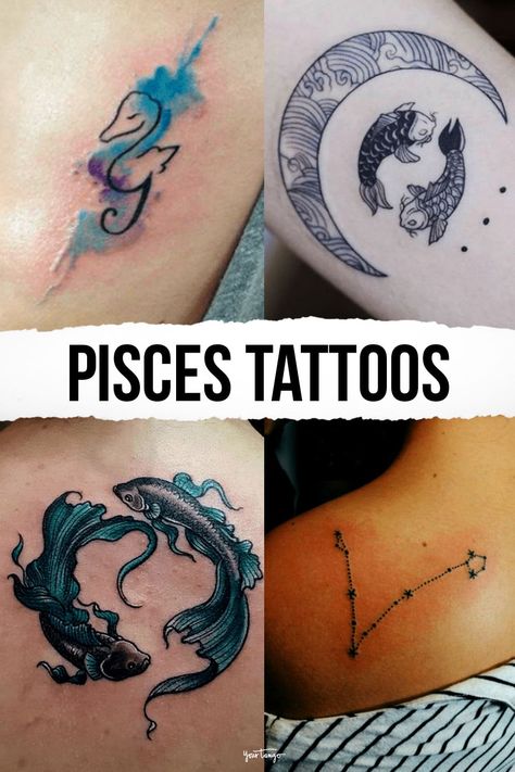 25 Best Fish And Constellation Tattoos For Pisces Zodiac Sign | YourTango Tattoos For Pisces, Mermaid Pisces Tattoo, Tattoo Ideas Fish, Tattoos Constellation, Zodiac Tattoos Pisces, Pisces Tattoo Ideas, Pisces Fish Tattoos, Pisces Constellation Tattoo, Pisces Tattoo Designs