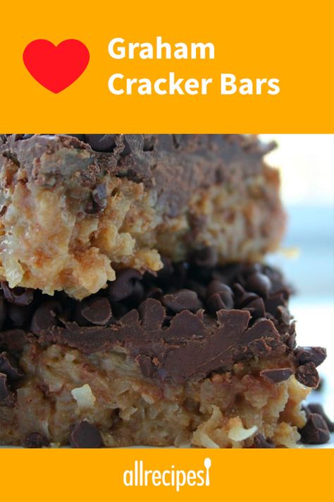 Graham Cracker Bars, Bars With Chocolate Chips, Cookie Brownie Bars, Chocolate Topping, Cookie Bar Recipes, Recipes Vegan, Recipes Dessert, Dessert Dishes, Graham Cracker