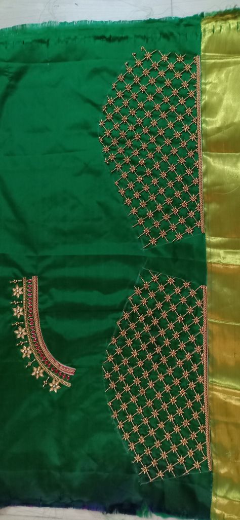 Aari Heavy Work Blouse, Blaous Work Design, Aari Work Blouse Aari Work Blouse Simple Design, Zardosi Aari Work Blouse, Aari Work Blouse Simple Design For Hand, Green Aari Blouse, Bridal Work Blouses, Blouse Aari Work Design Simple, Heavy Aari Work Blouse