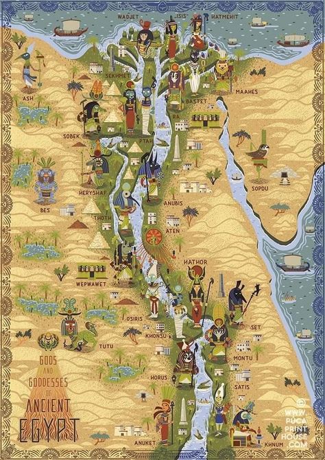 Ancient Egypt Map, Starověký Egypt, Egypt Map, Fantasy Maps, Ayat Alkitab, Mythical Beast, Egypt Art, Egyptian Mythology, Fantasy Map