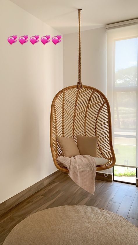 Aesthetic Hanging Chair, Swing In Living Room, Music Room Home, Wing Ideas, Home Plant Decor, 2023 Apartment, Getaway House, Calm Energy, Iron Pendant Light