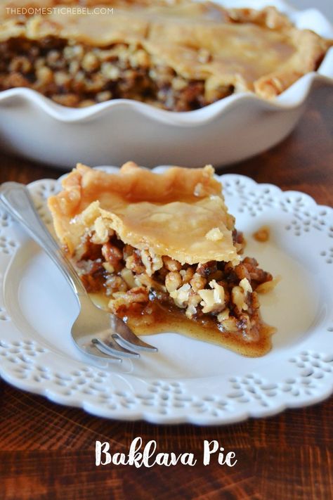 Baklava Pie, Baklava Dessert, Greek Baklava, Greek Dessert, Spiced Walnuts, Unique Pies, Homemade Pie Crust Recipe, Baklava Recipe, Lemon Syrup